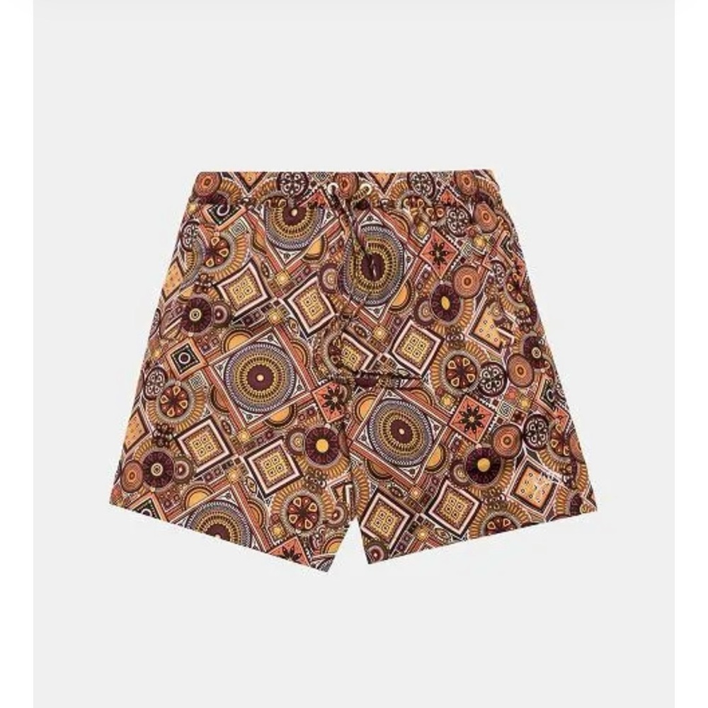 KITH NYC/KITH HARDAWAY SATIN MOROCCAN GEOMETRIC PRINT SHORTS